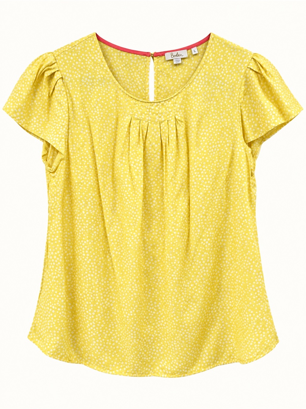 Boden Yellow Ditsy Cap Sleeve Silk Blend Blouse